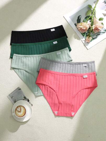 5pcs Plus Size Women Comfortable Cotton Panties