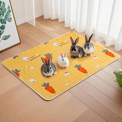 1 pieza Almohadilla impermeable con patrón de dibujos animados lindos para mascotas, estera lavable y transpirable para mascotas pequeñas, adecuada para todas las estaciones, corte de patrones aleatorios, no apta para lavadora, la parte inferior no es impermeable