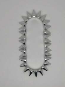 1pc Punk Hip-Hop Silver Cone Rivet Choker Necklace, Exaggerated Teardrop Design Suitable For Summer Beach Vacation, Unisex - Multicolor - View 4