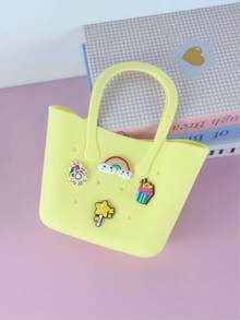 1 peça de silicone novo, cor sólida, desenho animado, acessórios de decoração destacáveis, adequado para bolsa, bolsa de praia, atividades ao ar livre, brincadeiras na praia, presente de aniversário