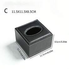 1 Stück Leder Taschentuchbox, minimalistischer Halter für Papierhandtücher zuhause/im Hotel/im Auto - Schwarz - Übersicht 5