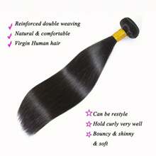 Pacotes de Cabelo Humano Liso, Cabelo Virgem Brasileiro Não Processado, Pacotes de Trama de Cabelo Humano, Cabelo Humano 10A Liso 1 Pacote, Extensões de Cabelo Humano Real, Preto Natural