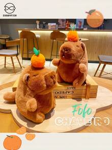 Kawaii Capybara Keychain Plush Pendant Simulation Capybara Doll Cute Anime Stuffed Birthday - Carpincho+Naranja - Ver 1