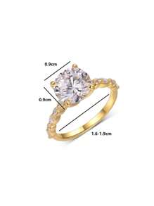 1 Stück modischer luxuriöser hochwertiger 925er Sterling Silber Ring mit rundem kubischem Zirkonia in 4 Krappenfassung, geeignet für Verlobung, Urlaub, Party, täglichen Gebrauch, Festival Geschenk für Frauen