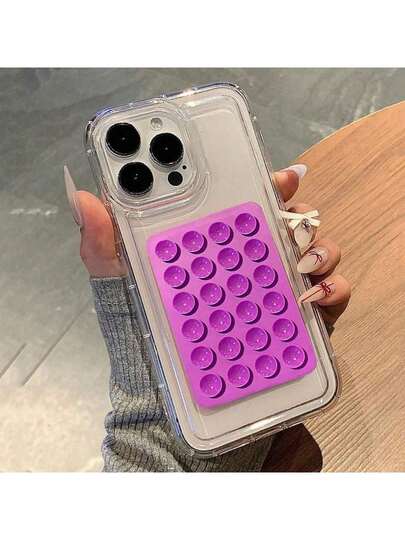 1pc 3D Suction Cup Airbag Transparent Phone Case For I Phone 15 14 13 12 Pro Max 11 Stylish Aesthetic Shockproof Soft Back Holder Cover