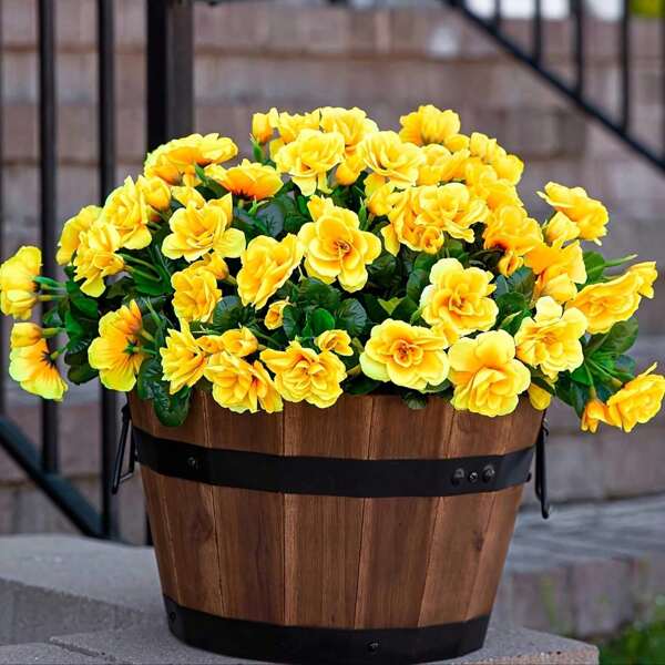 4 Realistic Artificial Flowers - UV Resistant Fabric Bouquet, Suitable For Indoor And Outdoor Decoration, Perfect For Potted Plants, Porch, Terrace, Balcony, Garden, Courtyard - No Container Required, Artificial Outdoor Flowers