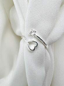 Kit With Two Heart And Zirconia Phalanx Rings And Two Zirconias Silver Plated - Bạc - Xem 5