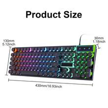 104 Keys Wired Mechanical Gaming Keyboard, Cool Backlight, Adjustable Variable Speed Lighting, Multimedia Shortcut Keys, Ergonomic Design, Punk Keycaps, Multi-Key No Punch, For Windows/PC/Laptop, Gaming Office Universal, White,Free 1 Roll Of Nano Adhesive