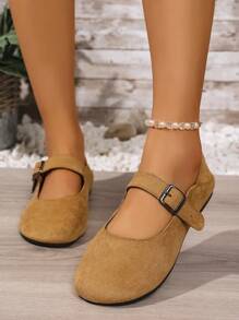 Women's Casual, Versatile, Lightweight, Round Toe Mary Jane Shoes. Adjustable Strap Design To Fit Different Foot Sizes Comfortably. Suitable For Pairing With Dresses Or Pants, For Casual To Formal Occasions, Ideal For Creating A Unique Style