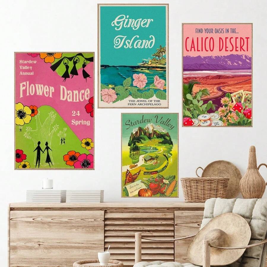 1 PIEZA Impresión artística de para viaje, póster moderno de la Flor del Desierto de la Isla de Jengibre, pintura de lienzo para decoración de salas de estar, dormitorios, comedores, con marcos opcionales