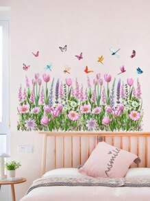 Tulip Blossoms Wall Stickers Decals Colorful Plants Wall Sticker Floral Pendant Wall Decal Art Murals For Classroom Office Living Room Girl Bedroom Room Decor Wall Decor Personalised Stickers