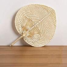 1pc Handwoven Rattan Fan, Decorative Peach-Shaped, Ultra-Thin For Indoor/Outdoor Leisure Handheld Fan - 杏色 - 查看 10