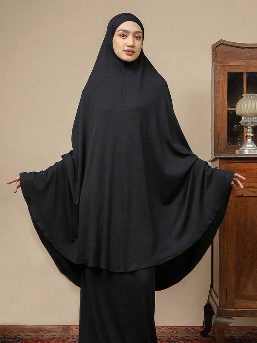 1PC Women Abaya Accessories Plain Soft Large Size Cover Chin Prayer Hijab, For Pilgrimage, Turban Headscarf (Excluding The Package) - Solid Color - View 1