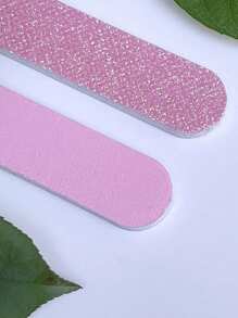 6 Packs/12pcs Manicure Set With Metallic Pink Base, Glitter, Nail File, Crystal Stick & Cuticle Remover