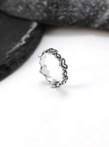 1 anel elegante e exclusivo de prata esterlina 925 com corações e contas - uma joia fina feminina premium, ideal para um presente em uma ocasião especial, destacando o artesanato requintado e o estilo atemporal