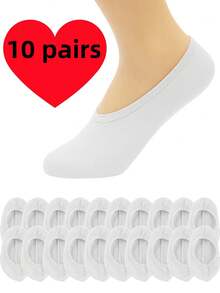 5pairs/10 Pairs/20 Pairs Of Women's Boat Socks, Women's Solid Color, Fashionable And Comfortable Invisible Socks, Silicone Anti Slip And Durable Boat Socks, Business And Leisure Vacation Black And White Short Tube Socks, Anti Odor And Sweat Absorbing Elastic Socks, Men's And Women's Short Tube Boat Socks, Invisible Socks, Moisture Wicking, Quick Drying, Fashionable, Casual, Comfortable, Breathable, Odor Proof Socks, Suitable For Men's And Women's Daily Wear, Summer Women's Silk Stockings, Neutral Invisible Socks - 彩色 - 查看 15