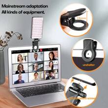 Anneau lumineux LED haute puissance avec 3 modes d'éclairage, alimenté par USB et batterie, compatible avec 15/14/13/12/11 Pro Xs, A72/A71/A52/A51, pour smartphones, caméras, vidéoconférences, design ajustable à clip, batterie lithium-polymère rechargeable, contient des composants électroniques, parfait pour une utilisation en intérieur, éclairage LED à clip pour smartphone adapté aux selfies et à la diffusion en direct, éclairage de selfie portable