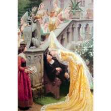 1 Pieza Impresión de arte en lienzo con marco opcional "Accolade por el Caballero Medieval" para decoración de pared de la sala de estar, póster vintage con marco reutilizable