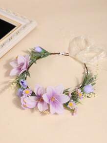 1 Stück romantischer bohemischer Blumenkranz, boho-natürlicher Stil Braut Hochzeit Urlaubs Kopfschmuck für Strand Reise Fotoshooting