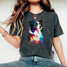 1 pièce/2 pièces/3 pièces Autocollants de chien Border Collie colorés avec bordure - transfert de chaleur DIY, convient pour les T-shirts, jeans, masques et sacs à dos, patches de gilet de chien