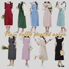 1 Pieza Delantal, Estilo Vintage Talla Grande para Mujer con Volantes, 2 Bolsillos, Ajustable con Cordones Plisados y Encaje, Adecuado para Limpieza del Hogar/Cocina/Actividades al Aire Libre/Restaurante, Cafetería, Floristería, Estudio de Arte, Salón de Belleza y Otros Lugares de Trabajo