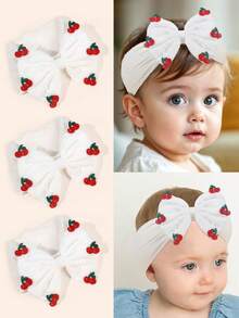 1pc Baby Headband, Fabric Cherry Decor Baby Headband, Cute Baby Daily Hair Accessory - Red and White - View 1