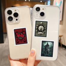 50pcs Gothic Style Stamp Stickers Value Pack Cute Cartoon Stickers Cool Anime Stickers Handbook DIY Decoration Stickers Waterproof And Durable Mobile Phone Case Decoration Stickers