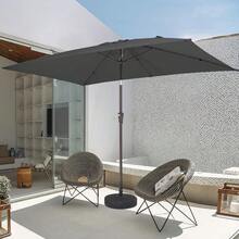 6.5x10 Ft Rectangular Patio Umbrellas Outdoor Market Umbrella With Push Button Tilt And Crank, Rectangle Table Umbrella 6 Sturdy Ribs UV Protection For Pool Garden Backyard Deck, Red - Gray - View 5