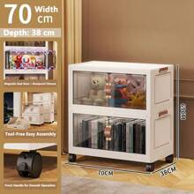 5/4/3/2/1 Layer Clothes Storage Box, Home Closet Organizer Folding Plastic Container Cabinet With Door, Large Capacity For Women Storage Organizer Travel Essentials Back To School