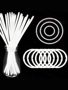 100 件-8 英寸白色荧光棒 - 圣诞节、万圣节等霓虹派对礼品 - 非常适合狂欢节、婚礼和生日，白色荧光棒派对礼品，适用于酒吧、KTV、舞会、成人和青少年，节日配饰，有趣的礼物创意