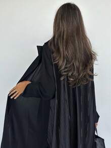 Hafizah Abrigo largo casual y ligero tipo Abayas de moda árabe modesta, nuevo diseño en negro - Negro - Ver 5