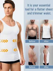 TAILONG 2 Pack Compression Shirt Men Slimming Body Shaper Vest Sleeveless Tank Top Workout Shirts