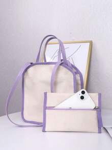 Lightweight Mommy Bag, Shoulder Sling Messenger, Lunch Bag, Maternity Tote - Purple - View 3