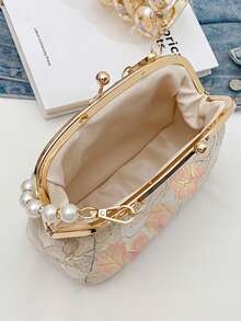 Women's Elegant Beaded Embroidered Tassel Floral Print Handbag, Clutch Purse, Suitable For Evening Party, Wedding, Banquet, Gift For Mother's Day, Bridesmaid, Valentine's Day, Creative Gift For Her - Pink - View 8