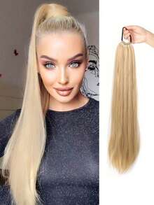 24-Inch Ponytail Hair Extensions, Multi-Functional Elastic Band, Heat Resistant, Long Straight DIY Wrap-Around Synthetic Wig For Women. - Multicolor - View 16