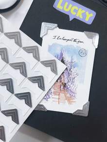 120pcs/5sheets Vintage Cow Leather Paper Stickers, For Album Fixing Frame Decoration, Scrapbooking, Picture Protection Decoration, Photo Album Corners, Photo DIY Accessories, Suitable For Halloween And Christmas Photo Collection - Black - View 6