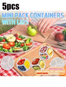 Set Isi 20 Wadah Snack yang Dapat Digunakan Kembali, Wadah Bumbu 3 Kompartemen dengan Tutup, Wadah Saus Kecil yang Dapat Digunakan Kembali untuk Menyimpan - transparan - View 10