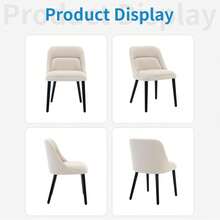 Upholstered Dining Chairs Set Of 2/4/6,Modern Fabric Kitchen Side Chairs With Thick Cushions And Wood Legs,Comfy Dining Room Chairs With Curved Backrest For Restaurant/Cafe - 米色-4件 - 查看 7