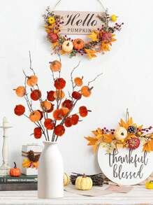 1 pieza/4 piezas/6 piezas Ramas artificiales de calabaza con tallos largos para decoración central en florero durante el Festival de la Cosecha de Otoño y Acción de Gracias, decoración de otoño, decoración del hogar de otoño, decoración de Halloween, decoración de habitaciones, plantas falsas, decoración de cocina