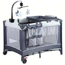 4-In-1 Baby Bassinet Bedside Sleeper With Diaper Changer,Pack And Play ,Foldable Travel Crib Storage Bag & Music Box,Portable Baby Crib Bedding Set,Baby Essentials For Newborn To Toddlers (Grey) - 灰色 - 查看 5