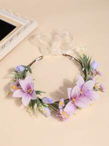 1 Stück romantischer bohemischer Blumenkranz, boho-natürlicher Stil Braut Hochzeit Urlaubs Kopfschmuck für Strand Reise Fotoshooting