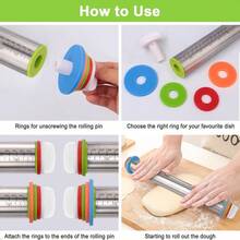 1PC Adjustable Stainless Steel Rolling Pin With Thickness Ring, Multi-Purpose Dough Roller For Baking, Pizza, Pies, Pastries, Pasta, Biscuit Making - Ideal For Christmas, Halloween, Easter, Thanksgiving, Practical Kitchen Baking Tools, Halloween Gifts - Multicolor - View 9
