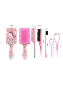 6pcs/Square Transparent Cartoon Children's Comb, Smooth Hair Comb, Home Hairdressing Comb, Scalp Massage Comb, Bubble Ball Plastic Comb, Hairdressing Tip Tail Comb, Three Rows Brushing Comb, Double Headed Comb Styling, Brushing Brush, Eyebrow Brush, Makeup Disc Hair Set, Brushing The Best Personalized Gift For Your Girl