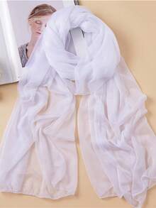 1 lenço longo de cor sólida, hijab muçulmano, adequado para passeios diários, viagens de férias, entretenimento na praia, proteção solar, casual, festa, deslocamento, férias, lavagem do rosto, maquiagem, combinação de roupas de verão, acessórios de cabelo de verão, lenço de cabeça de verão - Branco - Ver 7