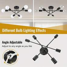 Lámpara de Techo Moderna Simple (Ajustable 6 Luces) Colgante Vintage LED Interior Iluminación de Salón, Dormitorio, Comedor Color Dorado - Negro - Ver 7