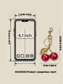 HXXOOS 1 Peça Pingente de Cereja, Novo Pingente de Cristal com Formato de Cereja Grande, Pingente de Chaveiro, Pingente de Cereja Brilhante com Clipe para Bolsa, Acessório Cintilante de Resina e Metal para Bolsas e Mochilas Femininas, Adequado para Garotas Jovens, Estudantes Universitárias, Presentes de Aniversário
