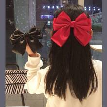 1pc Women Solid Color Silk Ribbon Fashion Bow Hair Clip, Elegant Lady Hair Accessory With Ribbon And Tassel Decor, Ponytail Clip Claw Clips Hair Claws Hair Barrettes