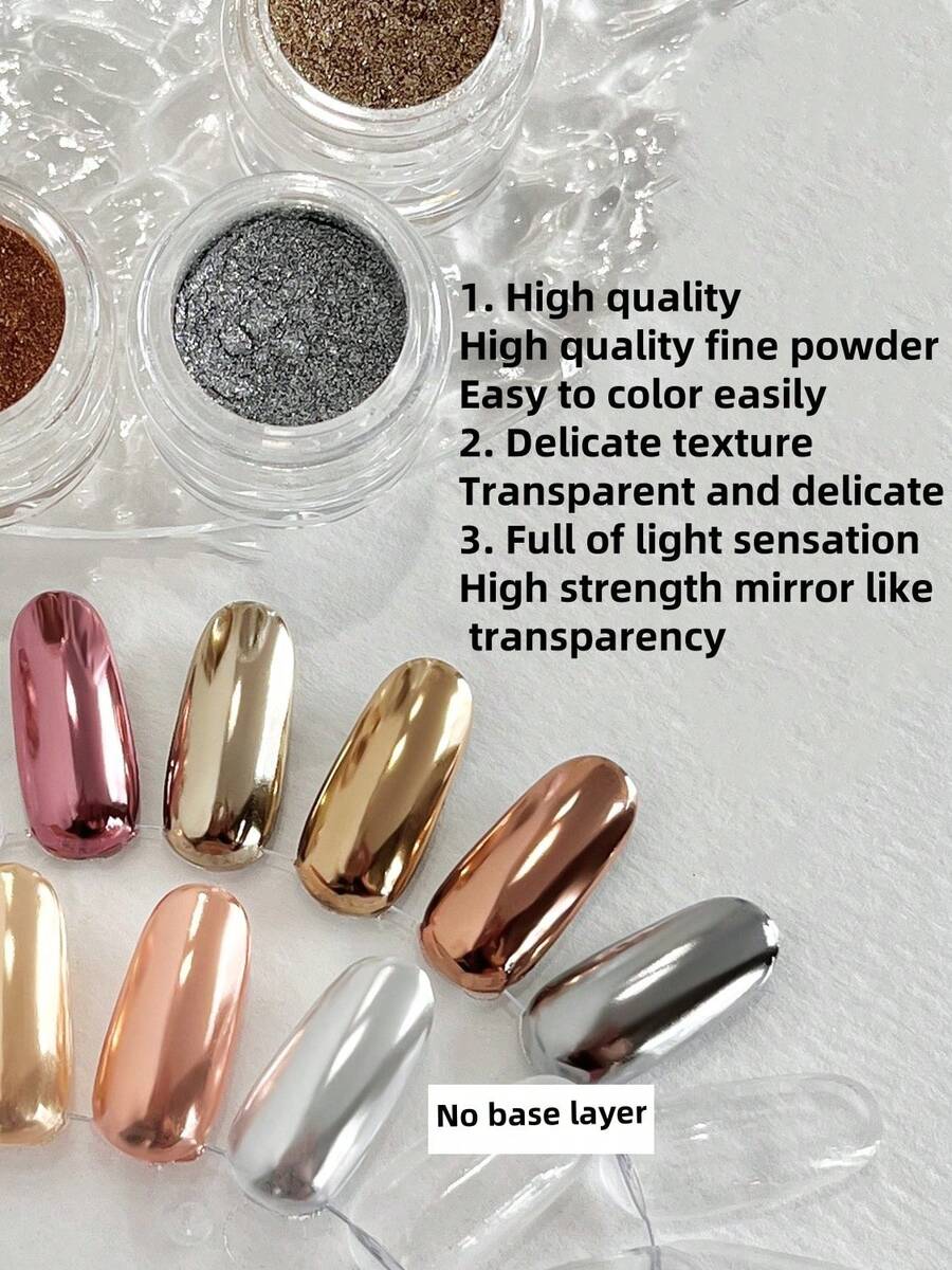 金镜美甲粉 - 高端、高反射、质地细腻、闪亮的新款美甲装饰
