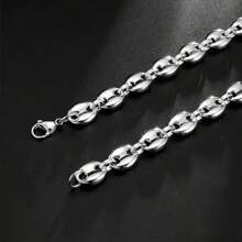 1pc Stainless Steel Coffee Bean Chain Bracelet Necklace For Men Women Silver Color Hiphop Rock Unisex Statement Jewelry