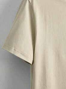 Áo thun cổ tròn in chữ tiền thiên thần trẻ trung, đơn giản và thời trang cho mùa hè - Màu Khaki - Xem 4